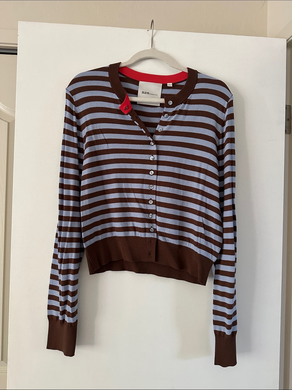 525 American Striped Button Cardigan - Picture 2 of 6